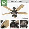 Hunter Fan Company Coral Bay Noble Bronze Ceiling Fan With Light and Remote, 52"
