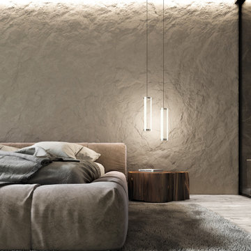 Contemporary Beige Stone Bedroom Wall by DecoWalls.ca