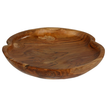 Bare Decor Ezma Solid Teak Decorative Bowl, Hand Made, 15.5" Round