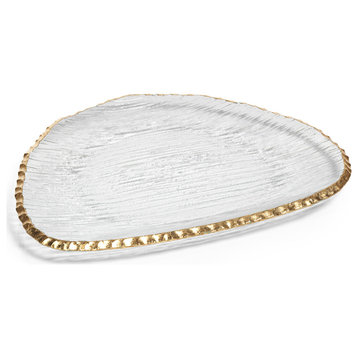 Cassiel Organic Shape Plates With Jagged Gold Rim, Set of 3, Large