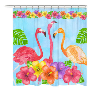 Bird Of Paradise 01 Botanical Flower Shower Curtain Contemporary