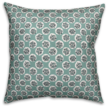 Guardian Angel Pattern, Blue Throw Pillow Cover, 20"x20"