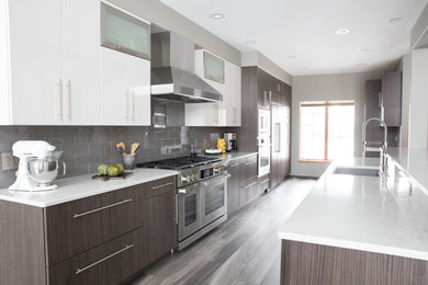 Modern Remodel Gloss white and textured cabinets