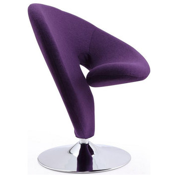 Curl Swivel Accent Chair, Purple and Polished Chrome