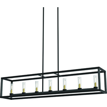 Sambre 7-Light Linear Chandelier, Graphite With Clear Glass