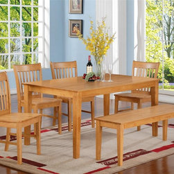Capri Rectangular Dinette Dining Set Table + 4 Norfolk wood chairs + 1 Bench In - Dining Sets