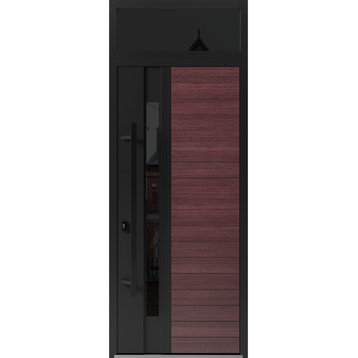 Exterior Prehung Steel Door Ronex 02 Red Oak Top Exterior Window