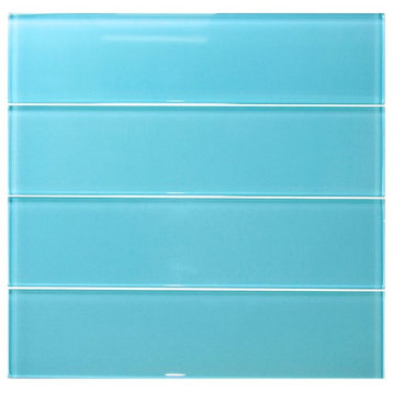 3x12 Light Turquoise Blue Subway Glass Tile, Light Turquoise