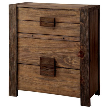 Furniture of America Elbert Rustic Solid Wood 4-Drawer Chest in Natural