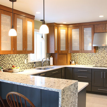 Contemporary Kitchen Featuring Black Base Cabinets
