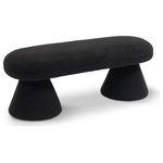 Meridian Furniture - Drum Faux Shearling Teddy Fabric Upholstered Bench, Black - Indulge in comfort and style with this Drum faux shearling teddy fabric bench. This exquisite stool comes wrapped in soft black faux shearling teddy fabric to create an inviting seating option that beckons you to relax and unwind. Its tapered base not only ensures stability and adds a touch of contemporary elegance, making it an ideal stool for extra seating or a stylish accent piece in any room.