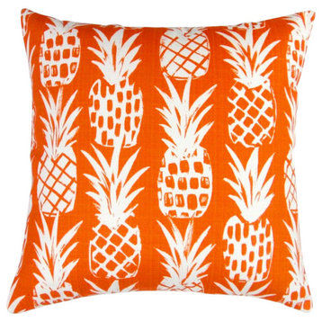 18" Indoor/Outdoor Luxe Pineapple Marmalade Throw Pillow, Orange, Set of 2, Pill