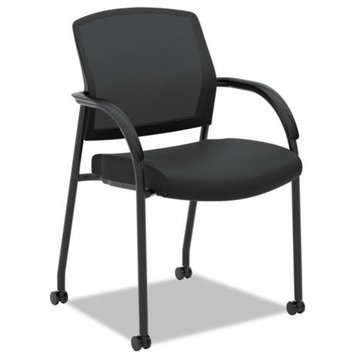 Hon Lota Series Mesh Guest Side Chair, Black Fabric, Black Base