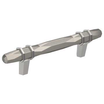 Amerock London Cabinet Pull, Satin Nickel/Polished Chrome, 3 3/4" Center-to-Cent