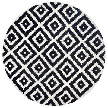 nuLOOM Hand-Tufted Geometric Tuscan Rug, Black, 6' Round