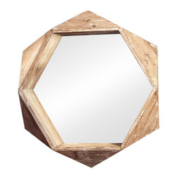 Vagabond Vintage - Hexagonal Pine Shelf Mirror - Wall Mirrors