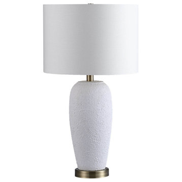 Nissa 17" Table Lamp with Drum Shade, Matte White