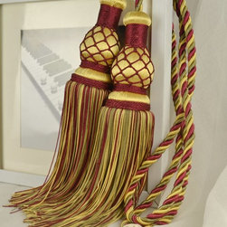 10 Colors QYM46 Polyester Curtain Tassel Tie Backs in Red in Yellow Color - Window Treatment Accessories