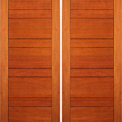 Exterior Flush Double Door, Mahogany, Contemporary Design - Front Doors