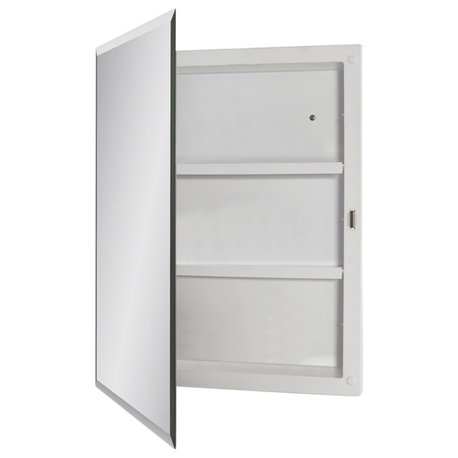 Recessed Polystyrene Beveled Edge Mirror Medicine Cabinet 16"x20"