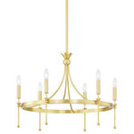 Hudson Valley Lighting - Gates 6-Light Chandelier, Aged Brass Finish - A fresh, floral take on a classic design. Gates's traditional candlestick holders are updated by an arm that stretches downward ending with a small ball. The tulip-shaped accents add a sweet detail.