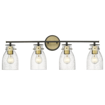 Shelby 4-Light Bathroom Vanity Light in Oil Rubbed Bronze and Antique Brass
