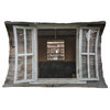 Wooden Walls and Windows Landscape Printed Throw Pillow, 12"x20"