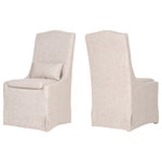 Essentials for Living - Colette Slipcover Dining Chair, Set of 2 - Add a touch of class and sophistication to your kitchen or dining space with these upholstered dining chairs. The side chairs feature a removable slip cover made with a beautiful performance French linen in a creamy bisque color. This slip cover design complements the scalloped seat back, giving them a classic look that would work well in either formal or informal dining spaces. Paired with a removable seat cushion and lumbar pillow, the chairs provide comfort with style and will be the perfect addition to any transitional or traditional dining room.