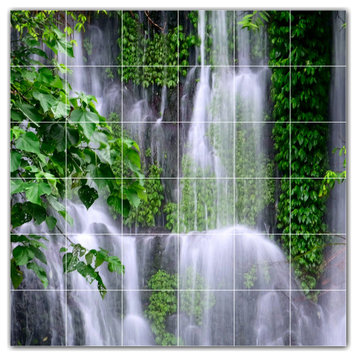 Waterfalls Ceramic Tile Wall Mural HZ501092-66XL. 72" x 72"
