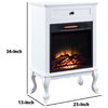 Benzara BM274628 34" Wood End Table With LED Electric Fireplace, 1 Drawer, White