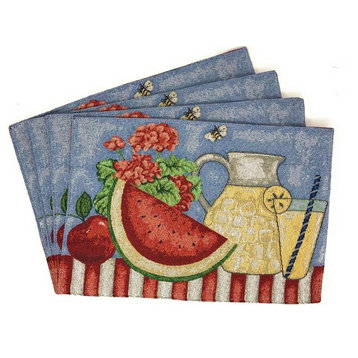 Fruity Drinks Watermelon Lemonade Vintage Woven Tapestry Placemats