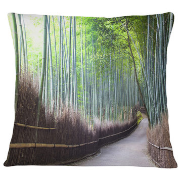 Kyoto Bamboo Forest Pathway Forest Throw Pillow, 16"x16"