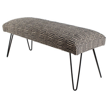 Nakia Upholstered Bench, Cream, Black