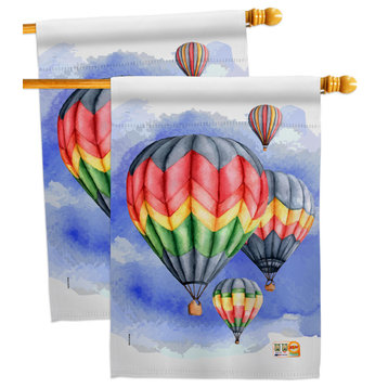 Summer Hot Air Balloon House Flags 2-Piece Pack Double-Sided 28x40