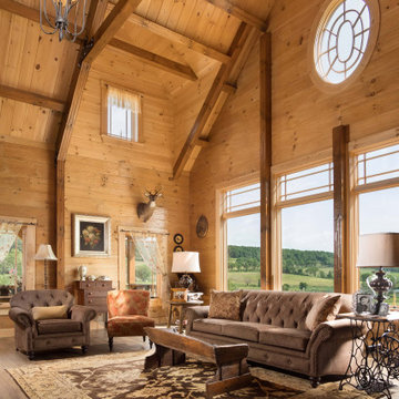 Log Home Great Room Modern-Day Farmhouse