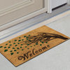 A1HC Floral Natural Coir Front Door, Anti-Shed Treated Durable Doormat 18"X30"