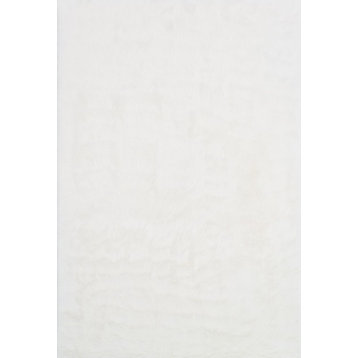 Ultra Soft Solid Faux Fur Danso Area Rug by Loloi, Ivory, 3'x5'