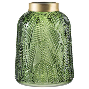 Fern Vase, Green and Gold