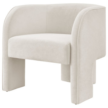Matteo Velvet Accent Arm Chair, Dainty Cream