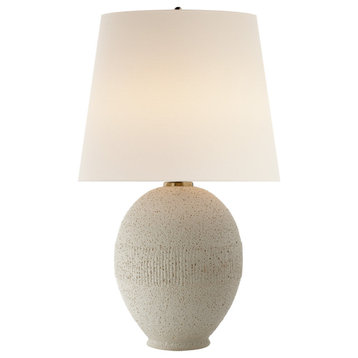 Toulon Table Lamp in Volcanic Ivory with Linen Shade