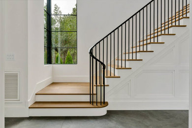 Inspiration for a transitional staircase remodel in Raleigh