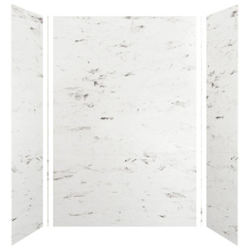 Transolid SaraMar 48"x36"x72" 3-Piece Shower Wall Kit, White Venito Velvet