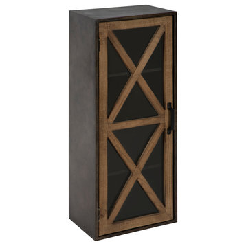 Mace Rustic Floating Decorative Cabinet, Rustic Brown/Black 12x8x30