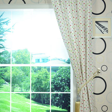Kids Polka Dot Versatile Pleat Printed Cotton Curtain Red Color