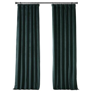 Signature Plush Velvet Blackout Curtain Single Panel, Spirit Green, 50"w X 84"l