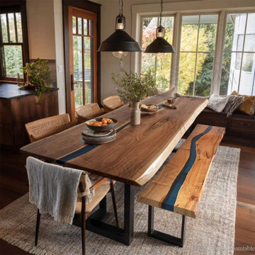 Handcrafted Black Walnut Table with Matching Bench