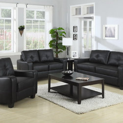 Jasmine Modern Rich Black Living Room Sofa Set - $1285.70 - Living Room Furniture Sets