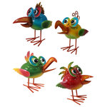 Santa's Workshop - 8.25" Iron Baby Jungle Birds, 4-Piece Set - Just hatched, these four metal baby bird figurines are ready to entertain with their colorful company. Whether lining a walkway or peeking out of a flower bed, this quirky quartet brings whimsy and fun and will add sparkle to your landscape. Made of long lasting steel and beautifully hand painted, these 8.25" Iron Baby Jungle Birds are sure to provide many seasons of pleasure.