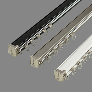 White Black Silent Gliss Heavy Duty Curtain Tracks With Gliders