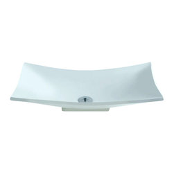 ADM Bathroom Design - ADM Curved Stone Resin Countertop Sink, White, 25", Matte White - Bathroom Sinks